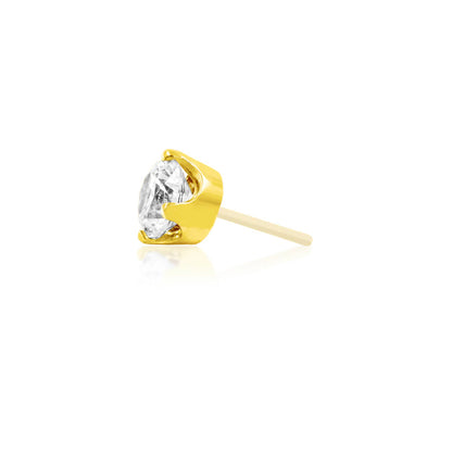 Classic solid gold tragus earring with a brilliant round cubic zirconia