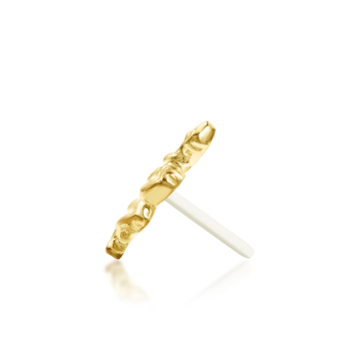 Coiled snake helix jewellery in hammered 14k yellow gold with a gemstone-free finish