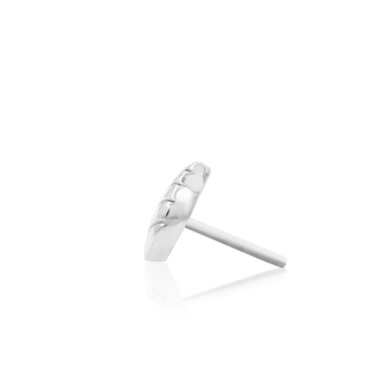Conch leaf jewellery in solid white gold with a small single-leaf design for understated ear styling.