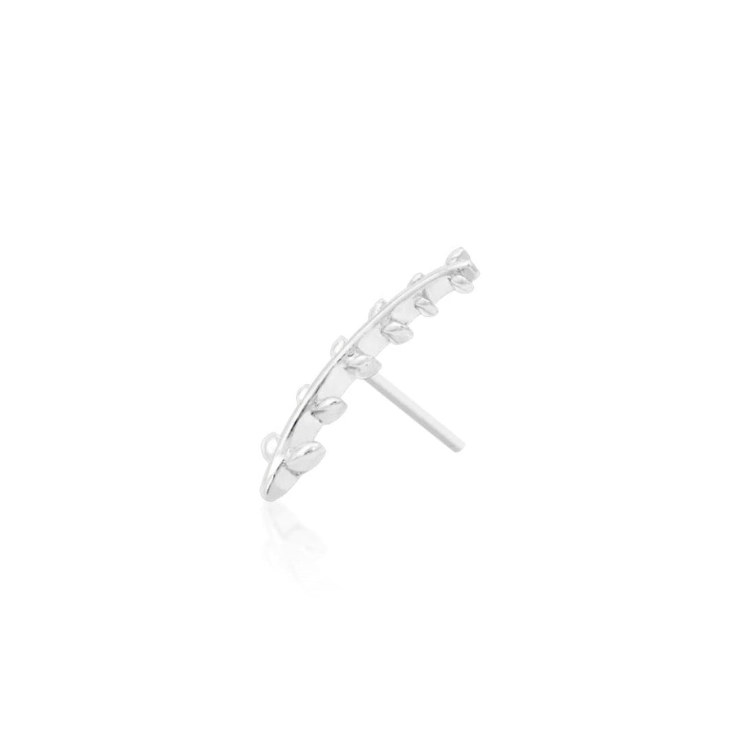Conch leaf jewellery in solid white gold, featuring Junipurr Florence’s narrow fern design.