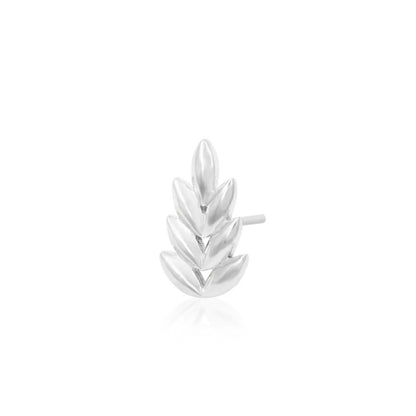 Conch leaf jewellery in solid white gold featuring a broad botanical cluster with a low-profile finish.