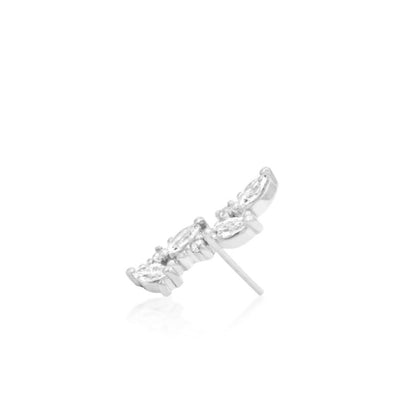 Conch piercing earring in 14k white gold, using Andreia’s curved 12mm gemstone design as a focal piece.