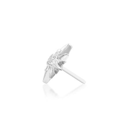 Conch piercing jewellery in white gold, with a 6mm celestial starburst creating a defined focal point.