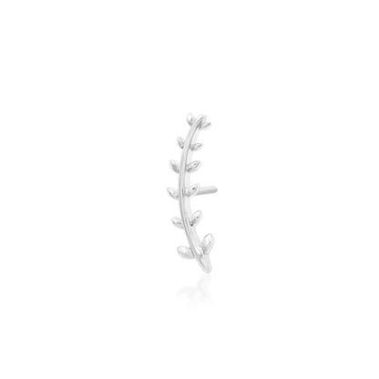 Curved leaf conch jewellery in solid 14k white gold with detailed fern fronds