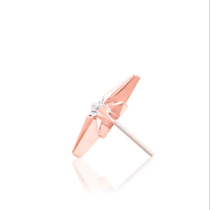 Small rose gold star tragus earring with a contrasting CZ centre