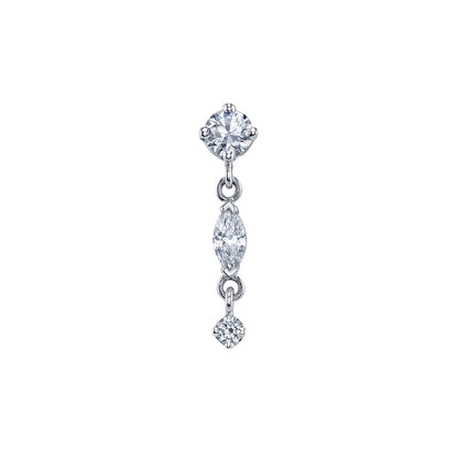 BVLA Wintermoon white gold diamond cartilage earring with round and marquise prong-set gemstone dangle