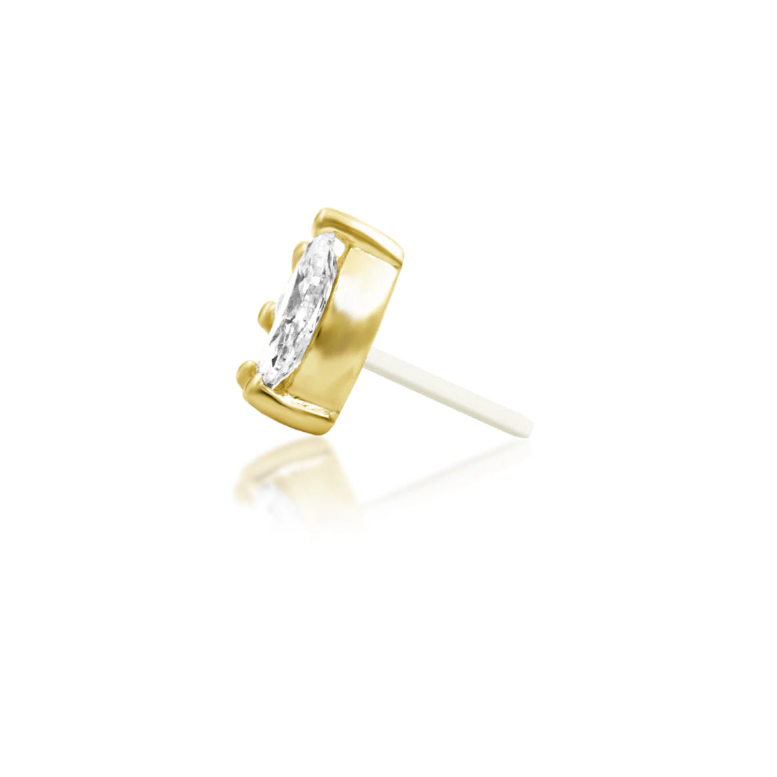 Diamond flat piercing jewellery in solid yellow gold, featuring the curved Junipurr Famous diamond arrangement.