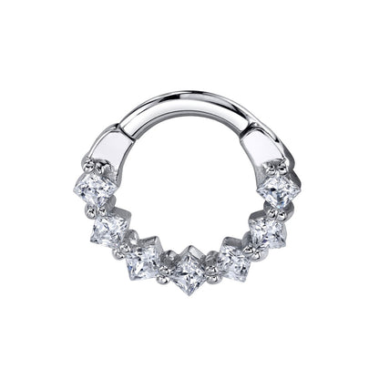 BVLA Tiffany white gold septum ring with 2mm princess-cut Diamond prong settings