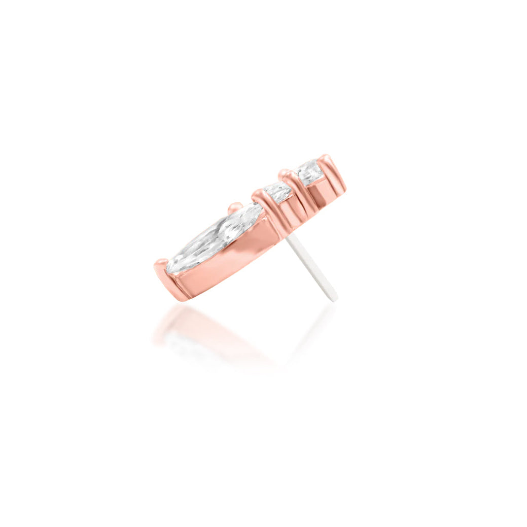 Elongated rose gold cartilage cluster with a prong-set marquise gemstone design
