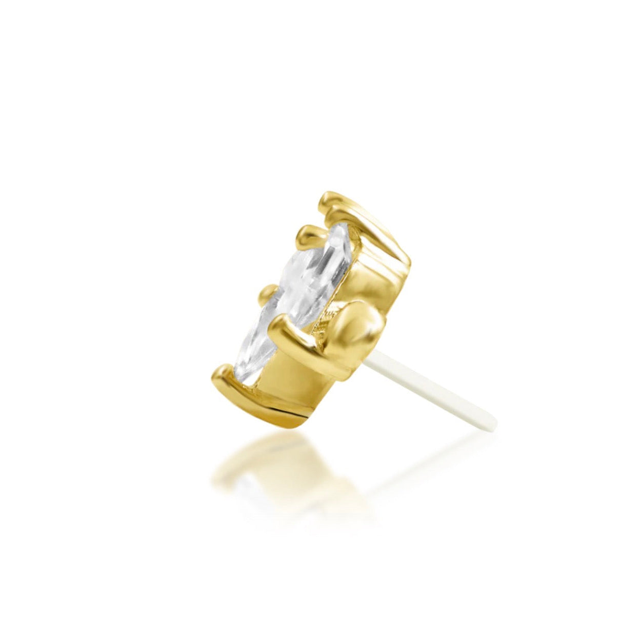 Geometric 14k yellow gold helix jewellery featuring pointed kite-cut white CZ stones