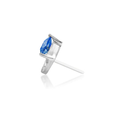 Compact white gold tragus earring with geometric detailing and Light Tanzanite CZ
