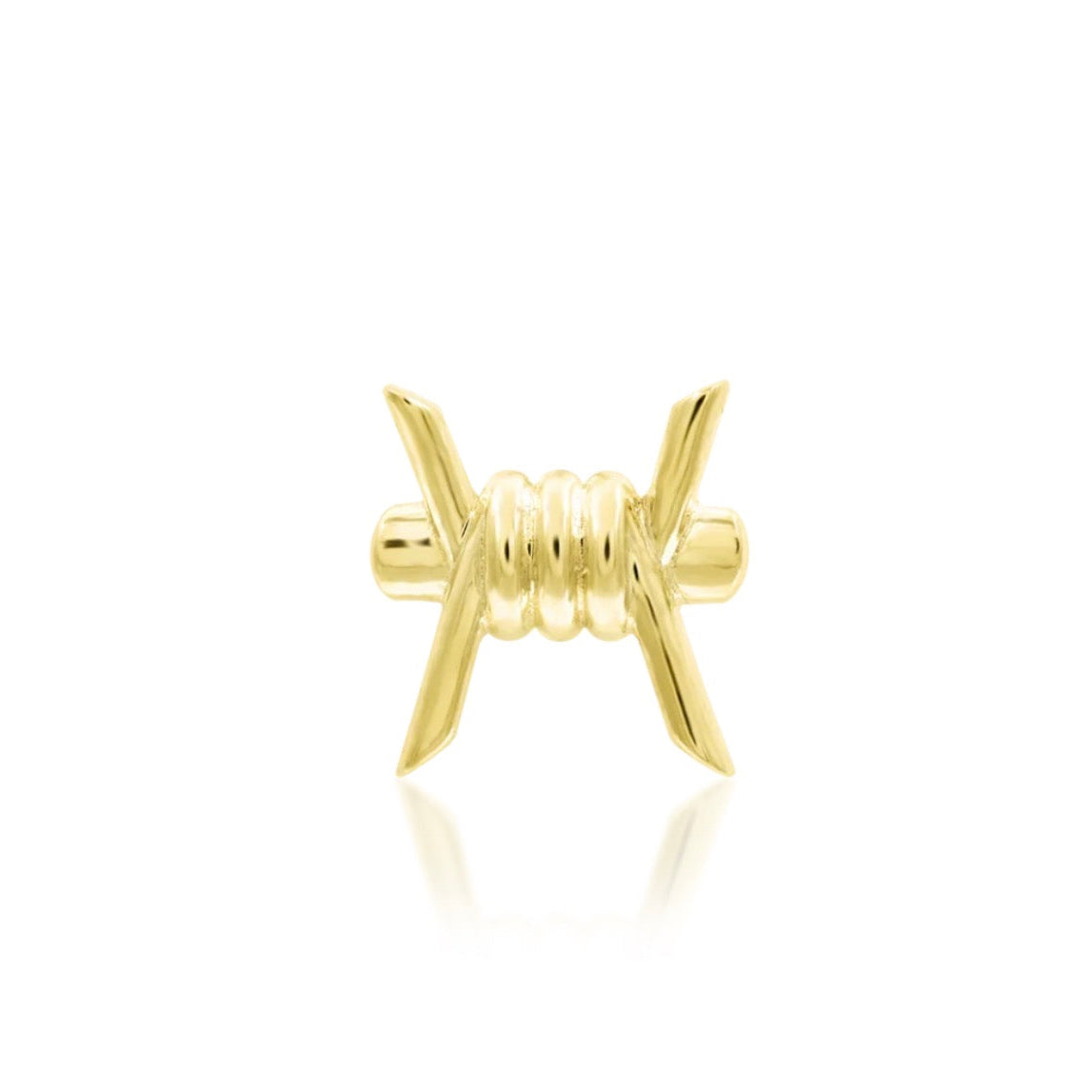     Junipurr Barb-ara gold barbed wire helix earring in solid 14k yellow gold