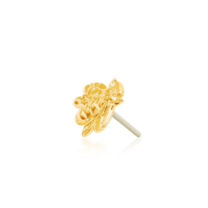 Gold cartilage jewellery shaped like a bee with a threadless fitting