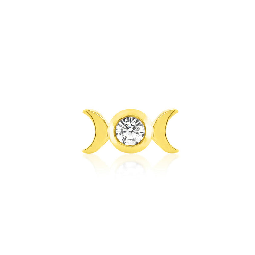 Junipurr Tauriel gold cartilage jewellery with crescent moons and a bezel-set CZ