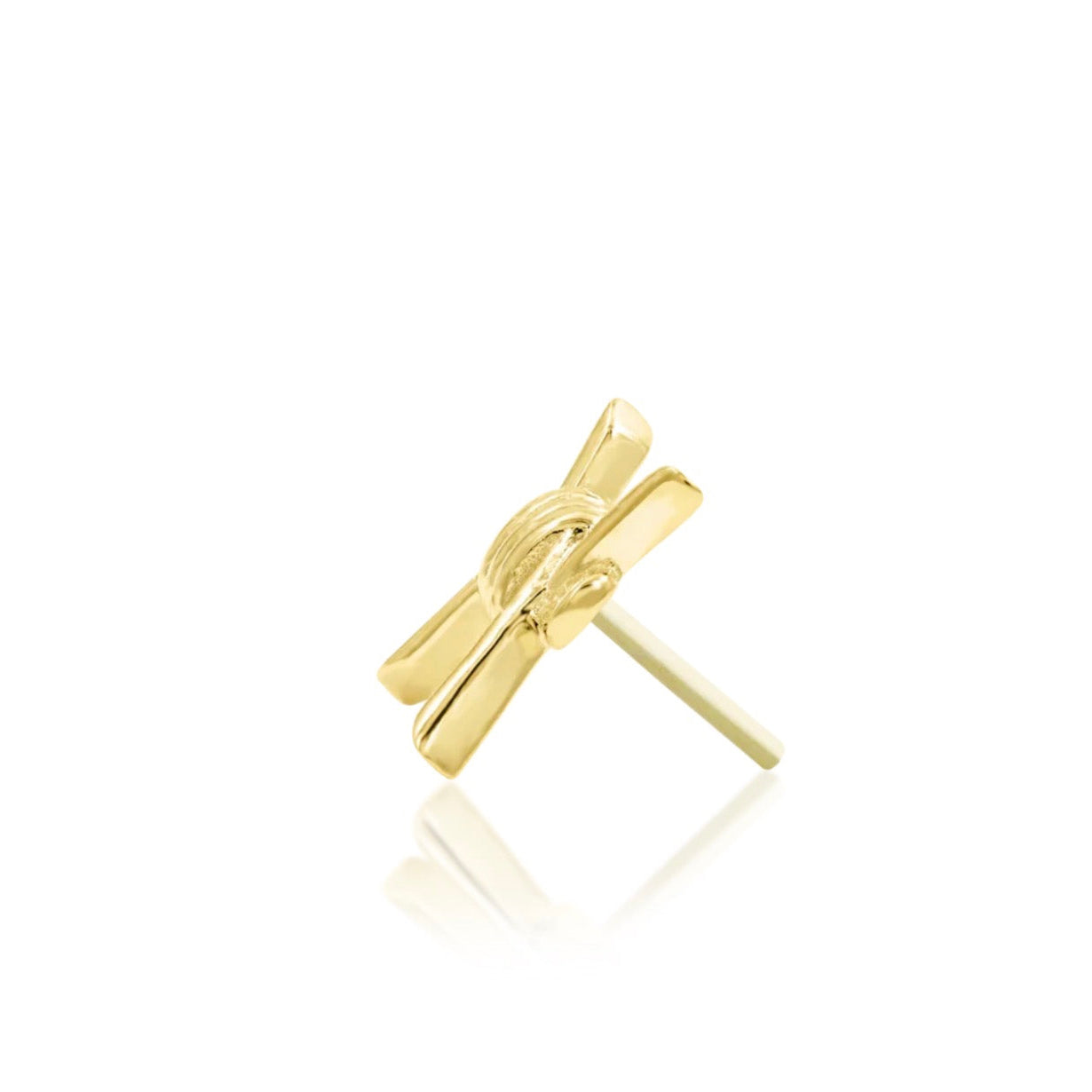     Solid yellow gold cartilage stud shaped like coiled barbed wire
