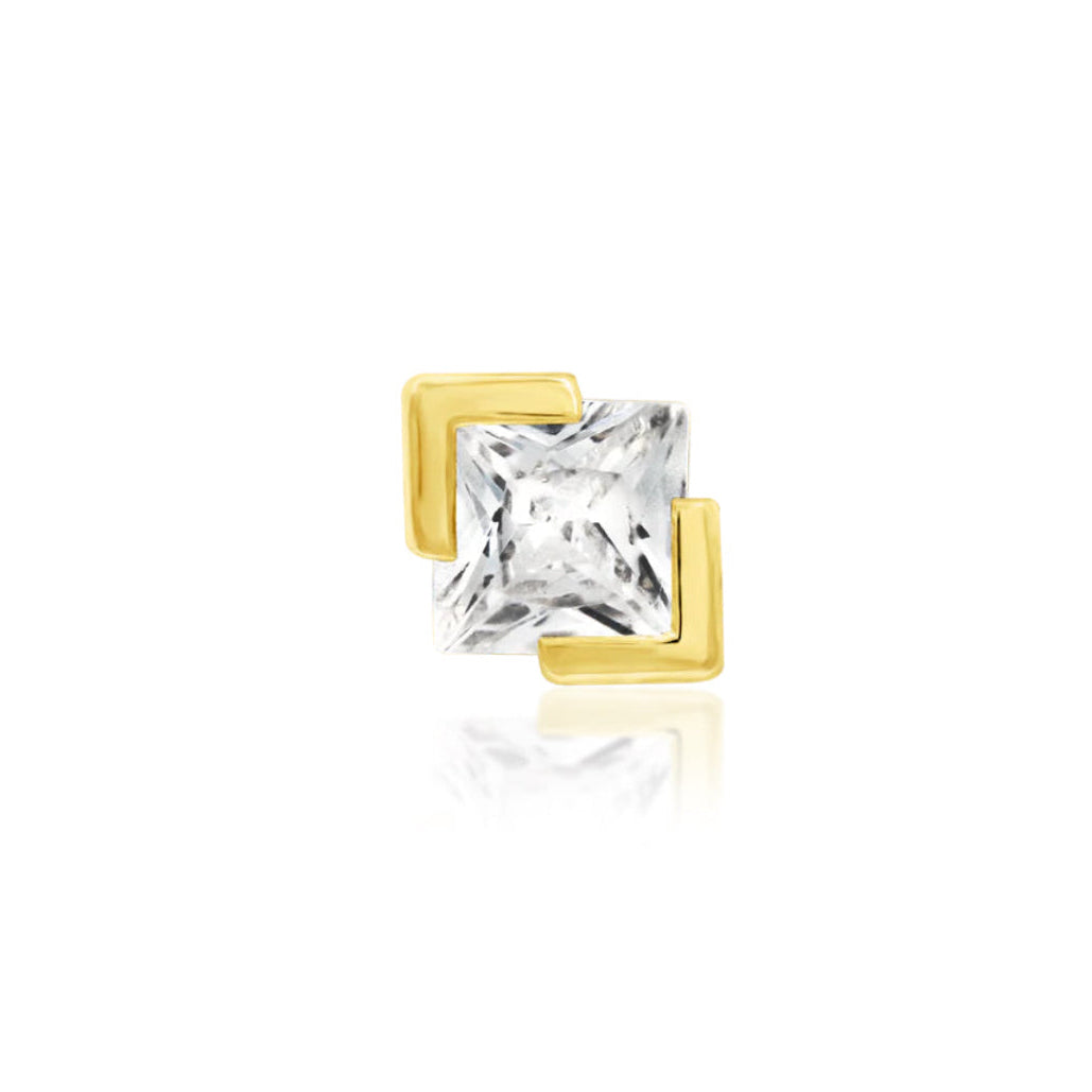 Junipurr Ada gold conch earring in solid 14k yellow gold with a princess-cut CZ