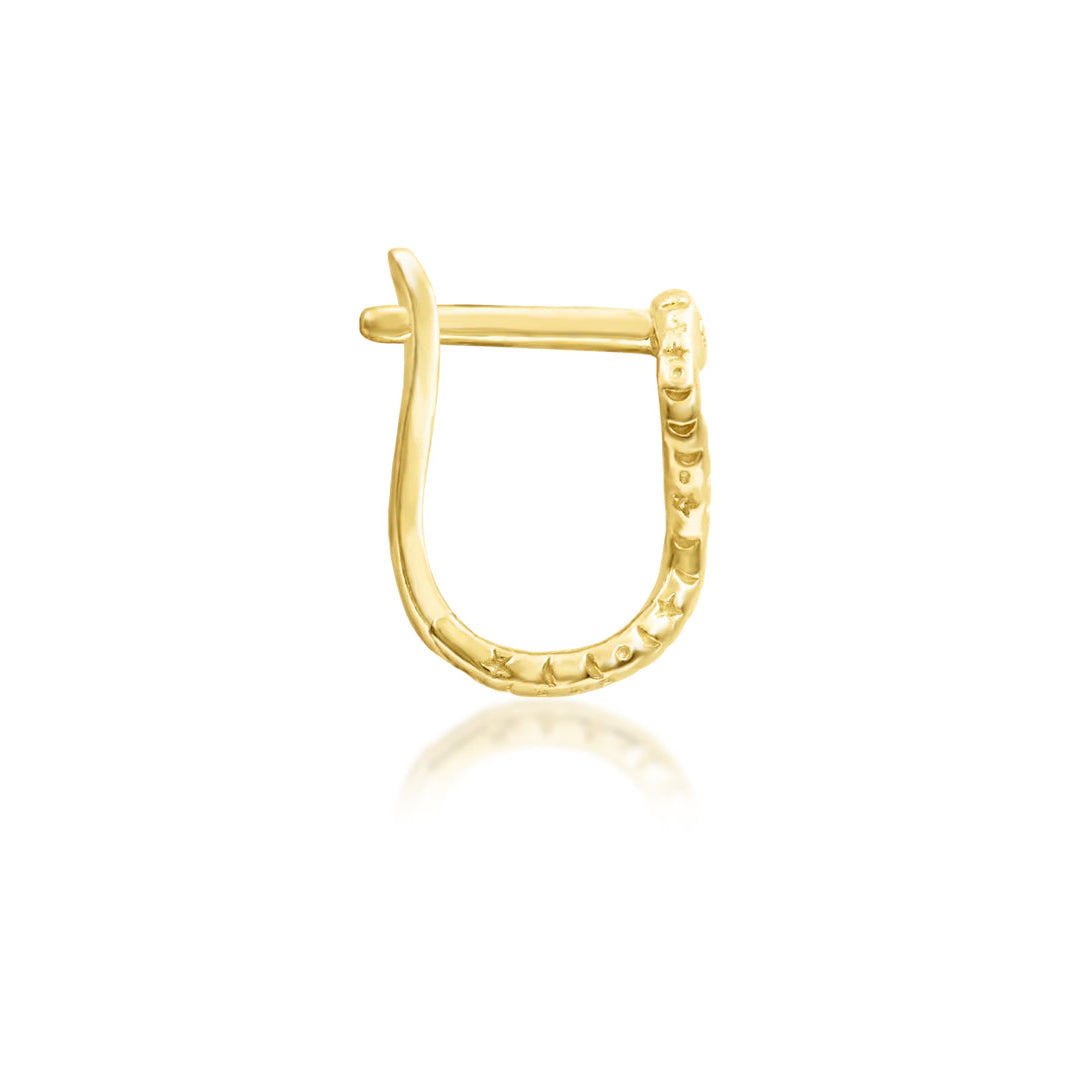 Gold conch ring in 14k yellow gold, shaped as the engraved serpent design of Junipurr Dusa.