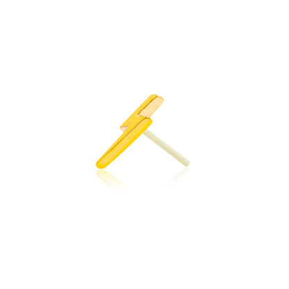 Left-facing gold flat back stud with an elongated lightning bolt design