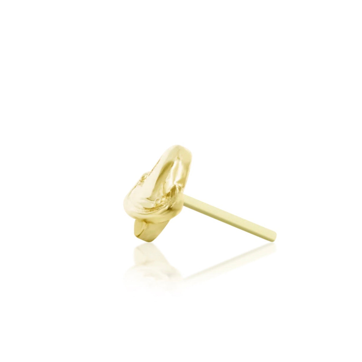 Yellow gold helix earring featuring a three-dimensional ringed planet design