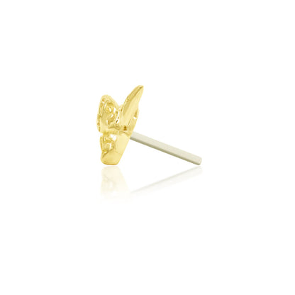     Solid gold helix earring shaped like a death’s-head moth with a threadless fitting