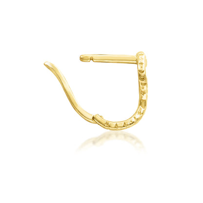 Gold helix ring in solid 14k yellow gold with Junipurr Dusa’s sculpted snake detail.
