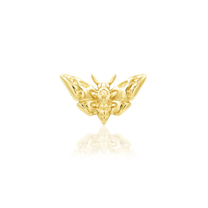     Junipurr Deaths-Head Moth flat earring intricately sculpted in solid 14k yellow gold