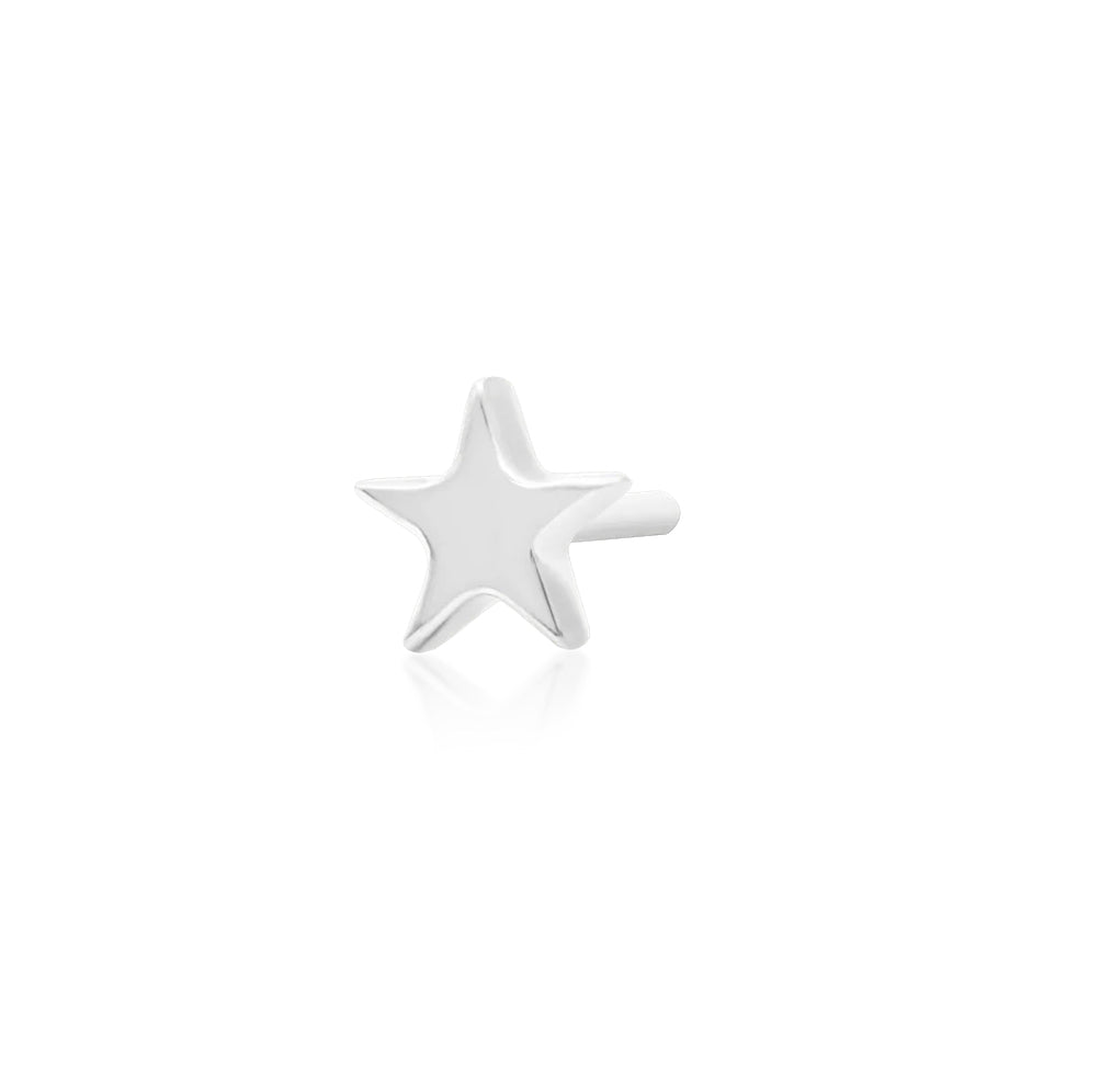 Gold star helix earring in white gold featuring Junipurr’s polished celestial design.