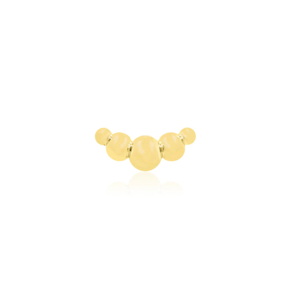 Junipurr Gold Croissant graduated bead helix earring in solid 14k yellow gold