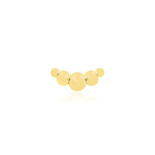 Junipurr Gold Croissant graduated bead helix earring in solid 14k yellow gold