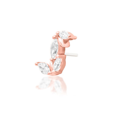 Rose gold conch earring featuring graduated marquise cubic zirconia gemstones
