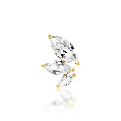 Junipurr Malice graduated marquise CZ helix earring in solid yellow gold