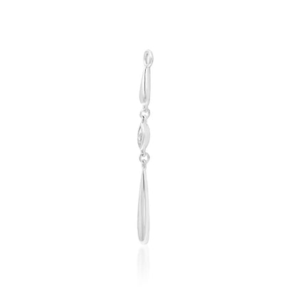 Solid white gold hidden helix dangle earring with two slender cascading drops