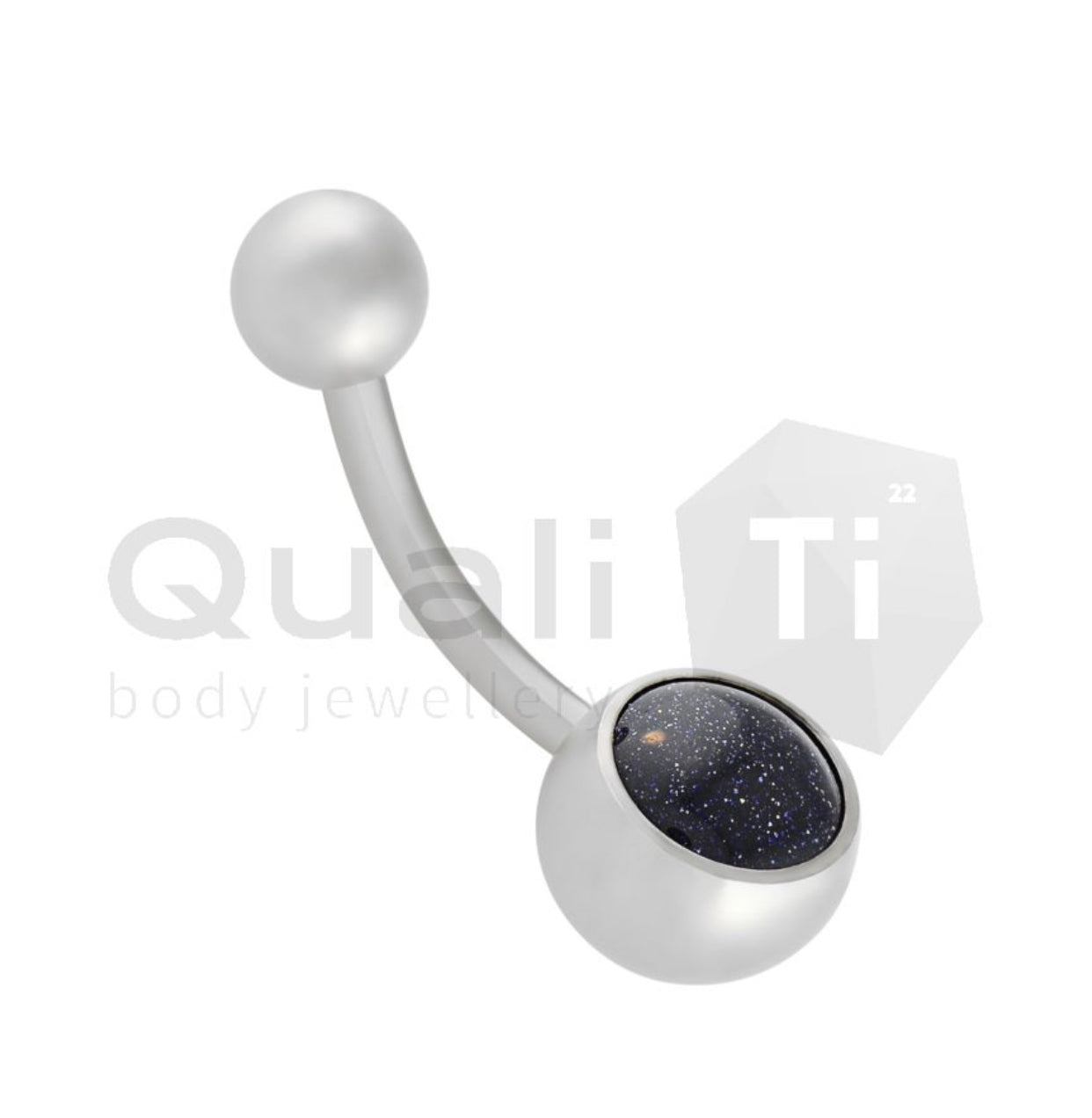 Zirconia Navel Curve QualiTi Titanium (colour variants)