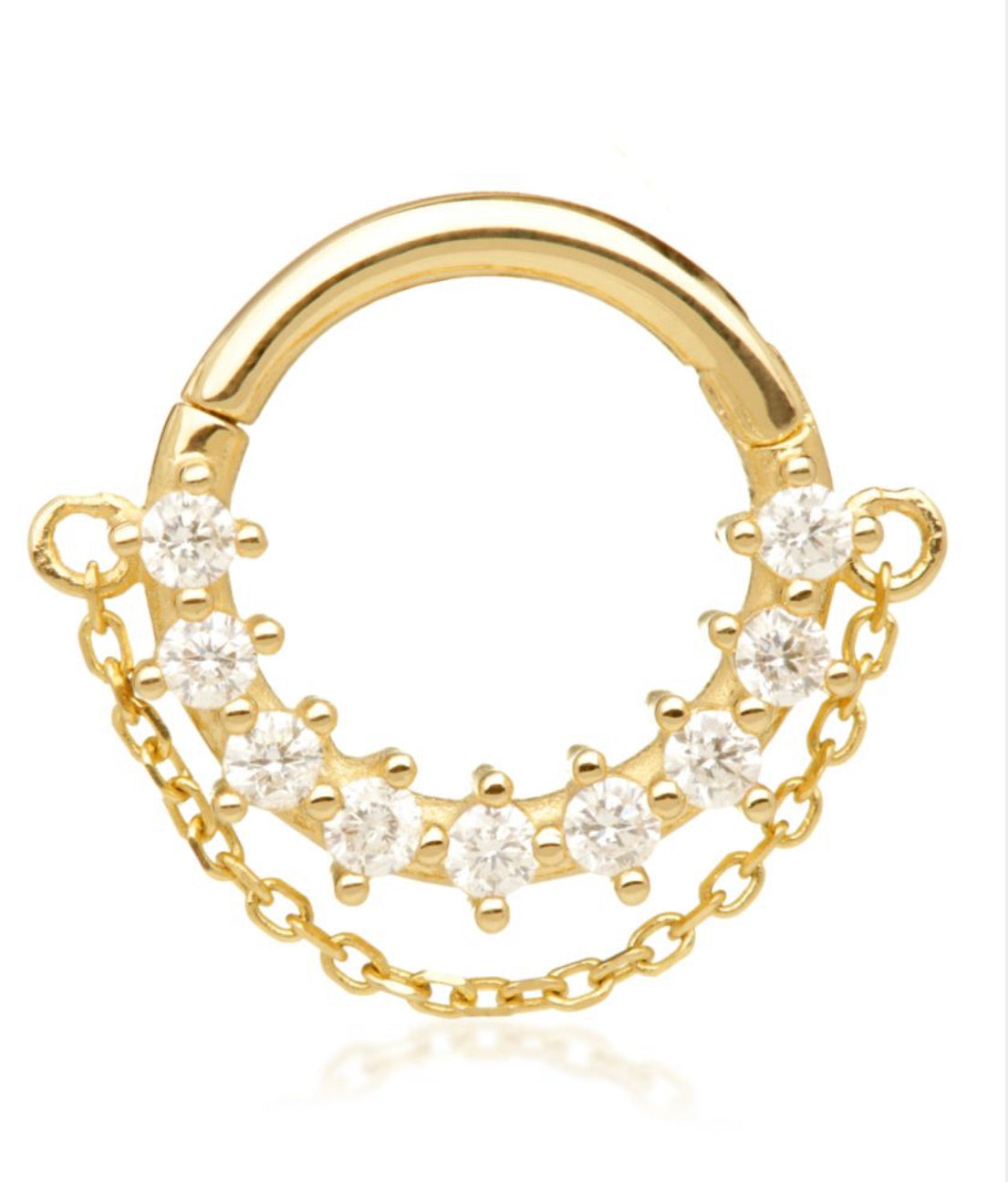 Tish Lyon Gold Jewelled Chain Hinged Ring