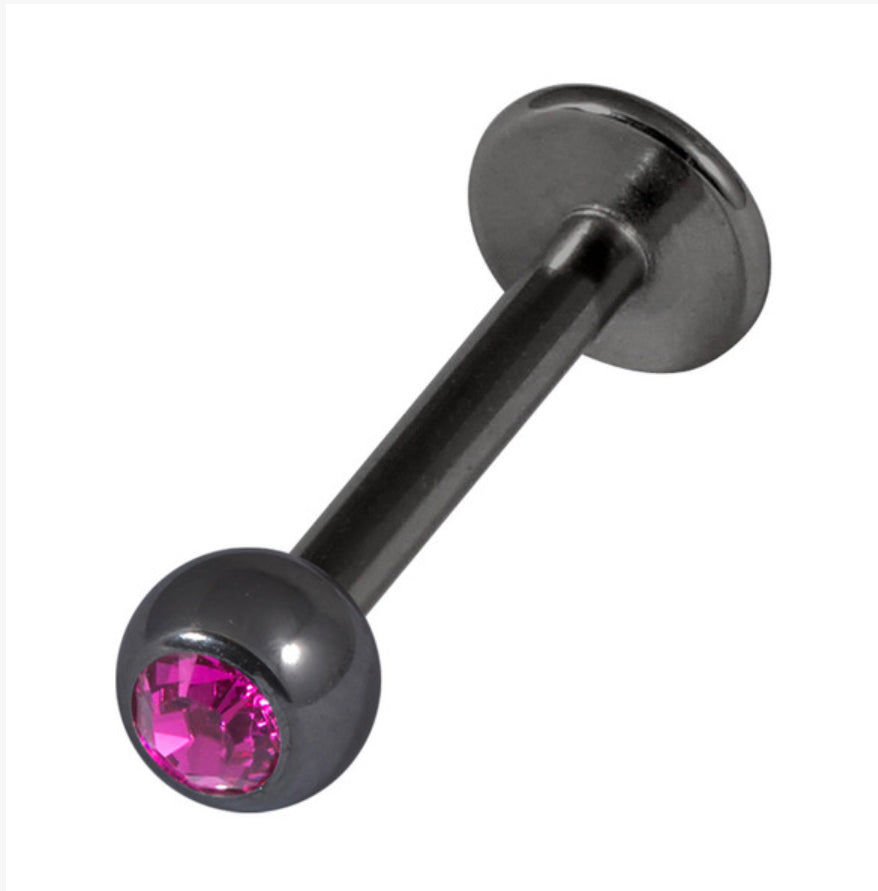 Black Titanium Jewelled Labrets 1.2x8mm