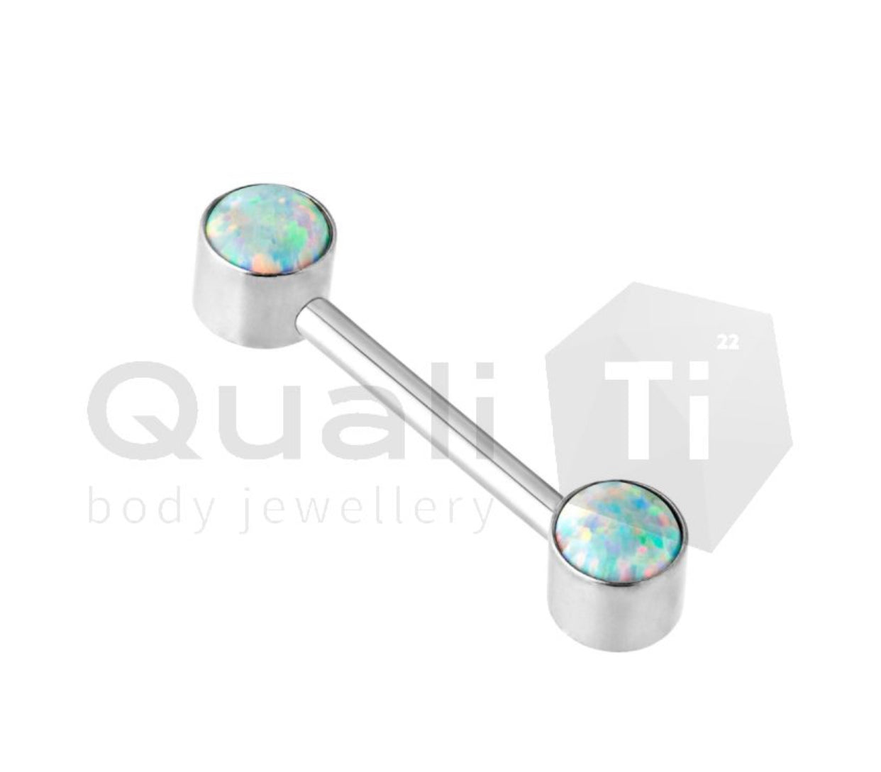 White Cabochon Opal Push Fit Forward Facing Titanium Barbell