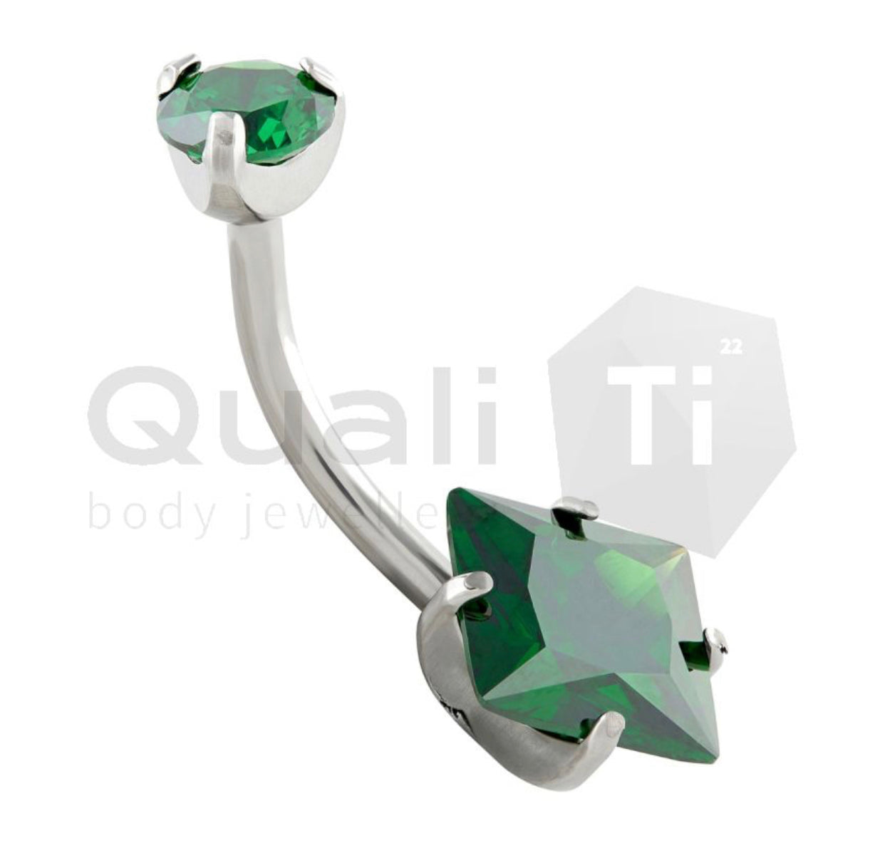 Cubic Zirconia Princess Cut Navel Curve QusliTi Titanium (colour variants)