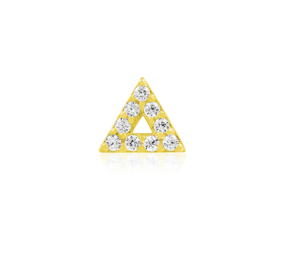 Junipurr Jewellery Gold Triangle cz Stones 14kt Gold Threadless End