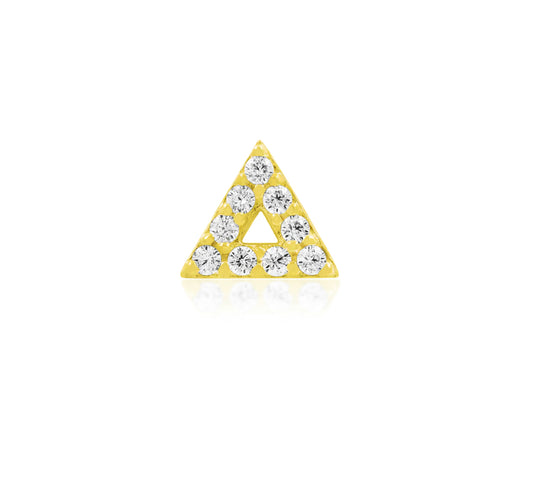 Junipurr Jewellery Gold Triangle cz Stones 14kt Gold Threadless End