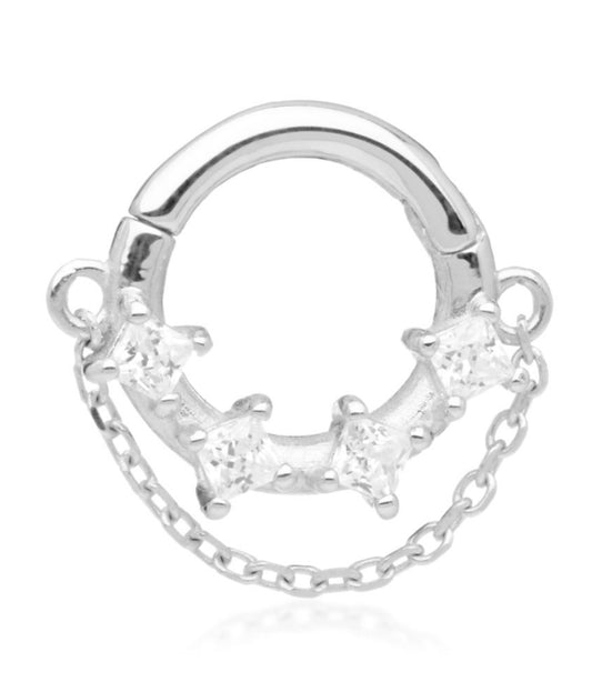 Tish Lyon 9kt Gold Prong Set Jeweller Hinge Chain Ring