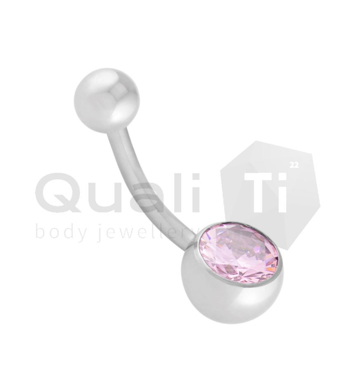 Zirconia Navel Curve QualiTi Titanium (colour variants)