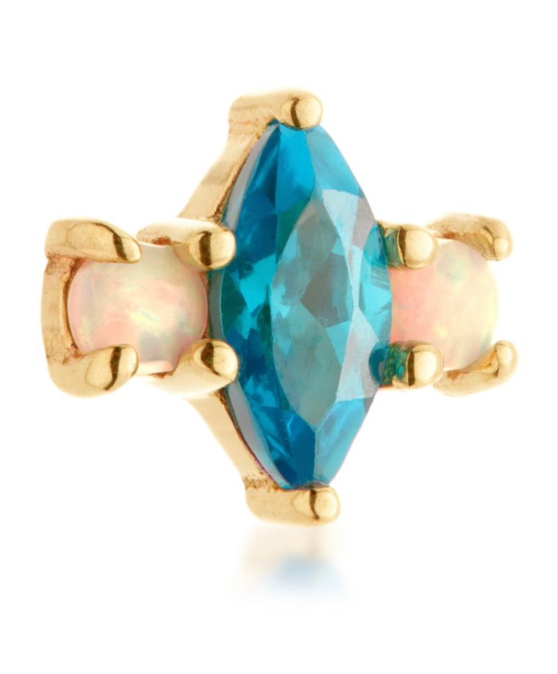 Tish Lyon 14kt Gold Blue Topaz Opal Marquise Threadless Atrachment