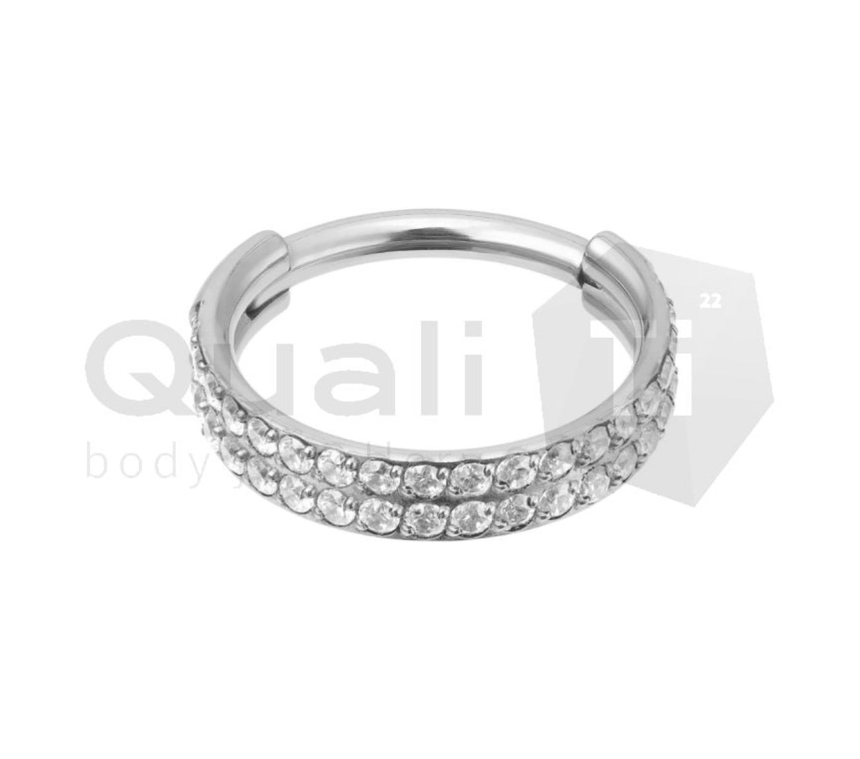 The 'Geminus' Double Pavé Set Cubic Zirconia Hinged Titanium Ring