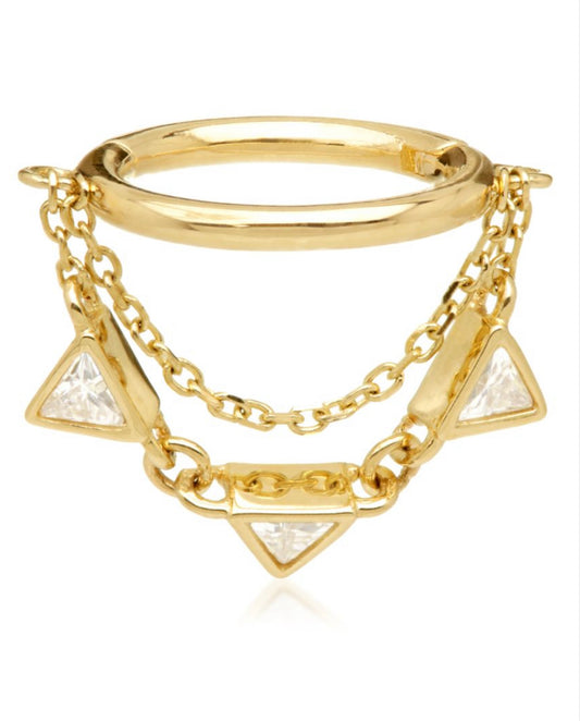 Tish Lyon Gold Triangle Gem Hinge Ring