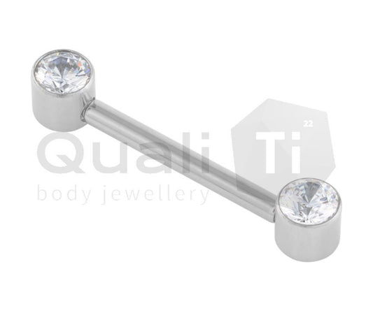 Clear Cubic Zirconia Threadless Forward Facing Titanium Barbell