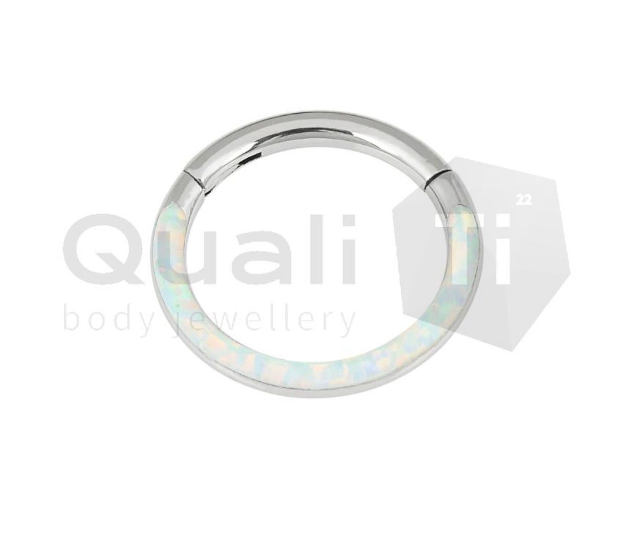 The 'Eos' White Cabochon Opal Hinged Titanium Ring