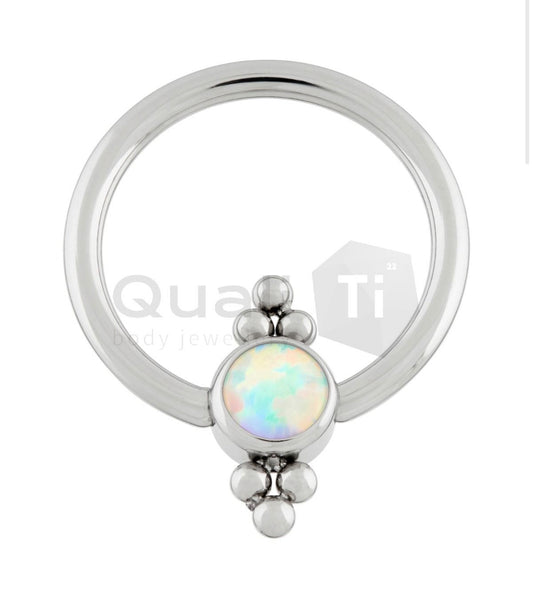 Super Luna Opal Disc Captive Ring titanium