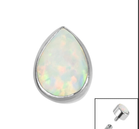 Titanium Bezel Set Synth Opal Pear (colour variants)