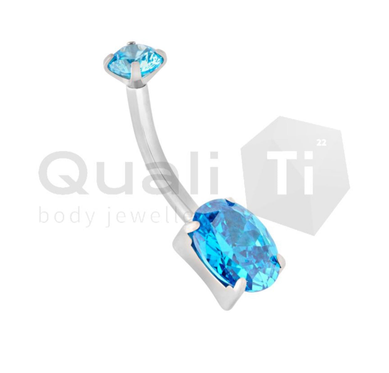 Oval Cubic Zirconia Navel Curve QualiTi Titanium (colour variants)