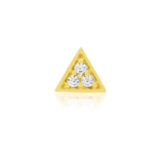 Junipurr Jewellery 14kt Gold Triangle 3 cz Stones Threadless End